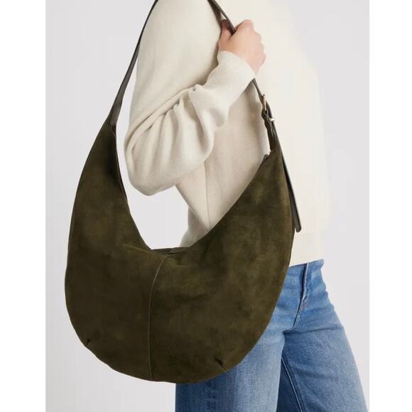 Madewell Women's The Essential Curve Leather Shoulder Bag Olive One Size NWOT - Picture 1 of 9